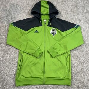 Adidas‎ Seattle Sounders FC XL Green Black Full Zip Hoodie Jacket MLS Soccer Y2K